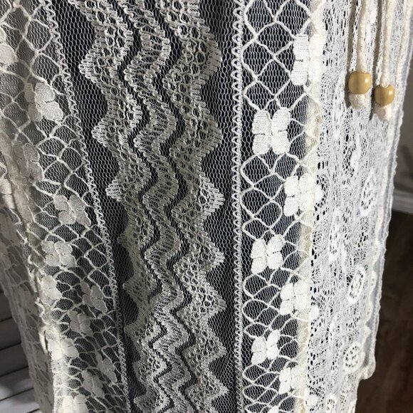 Vintage Cream Lace Floral Blouse Boho Cottage Large - Picture 8 of 9